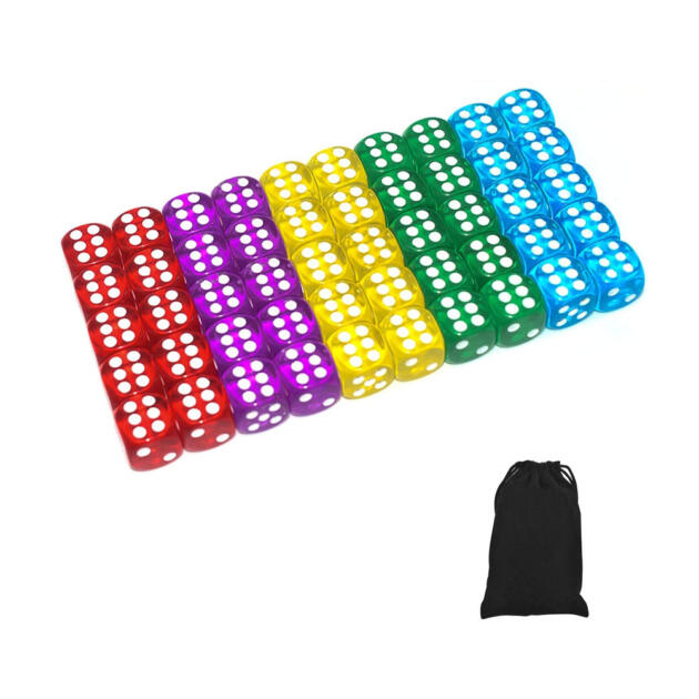 50 of Pack 14MM 6 Sided Dice Set Translucent Colors Dice